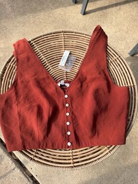 Madewell Burnt Orange Crop Button-Front Tank